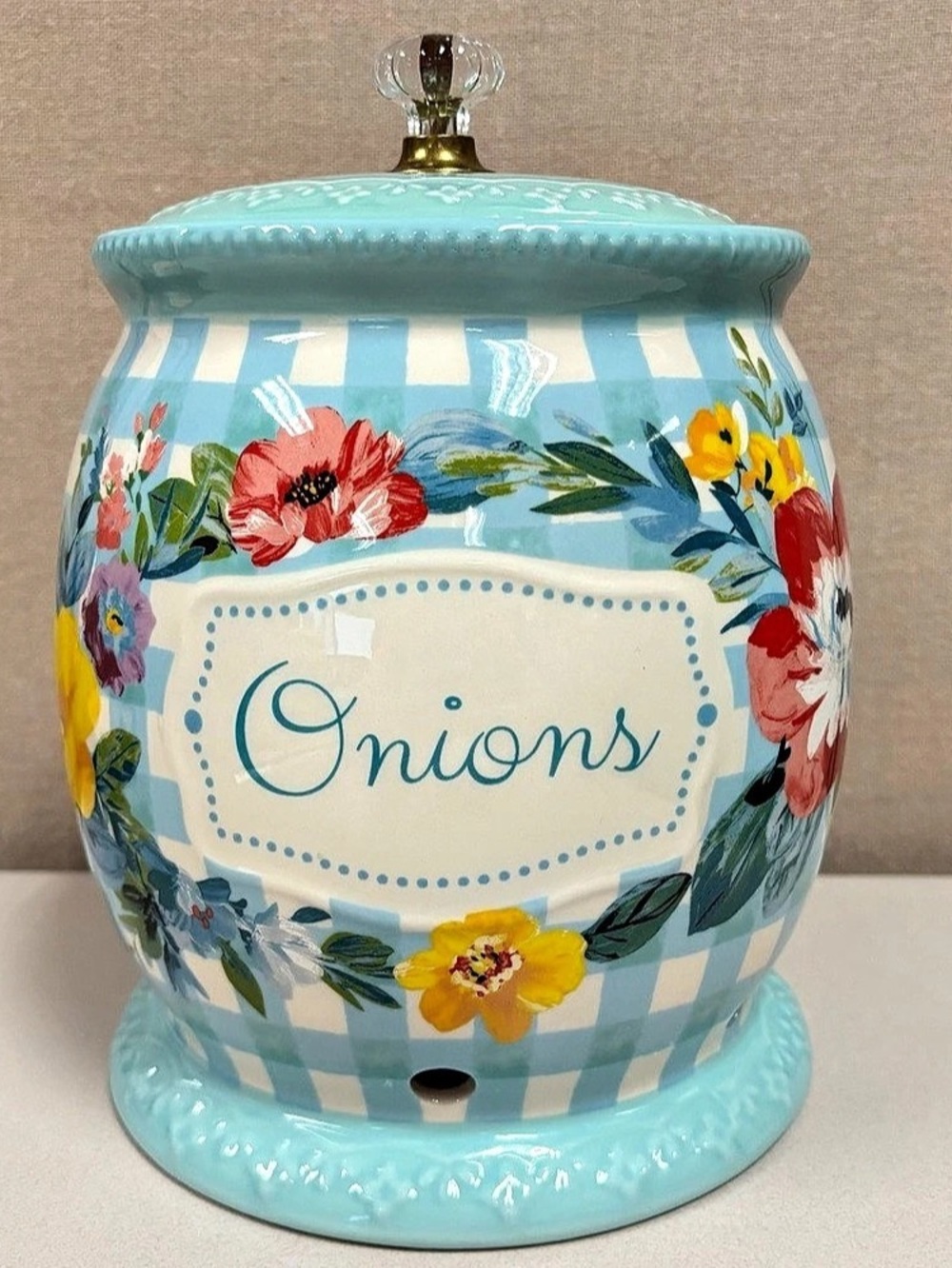 The Pioneer Woman Ceramic Sweet Romance Floral/Country  8” Onion Keeper w/Lid
